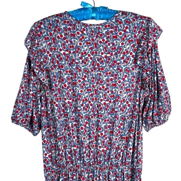 BODEN PAISLEY SHORT SLEEVE RUFFLE JERSEY MIDI DRESS US 12 LONG - Picture 8 of 15